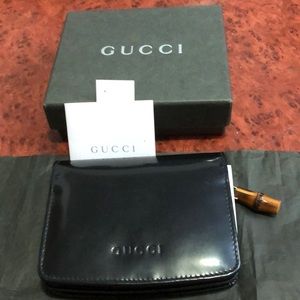Gucci Bamboo Patent Leather Black Coin Purse